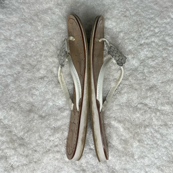 RARE Coach Nautical White Leather Fish Thong Sandal Y2K Monogram Flip Flops 8.5W - Picture 6 of 9